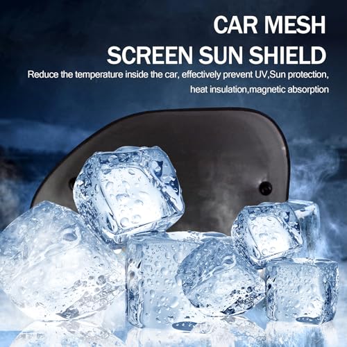 2 PCS Car Front Side Window Sun Cover, 25.59" x 14.96" 3D Photocatalyst Mesh Suction Cup Installation UV Blocking Privacy Protector Window Glass Sunshade Sunscreen Mesh, for Most Cars (Black)