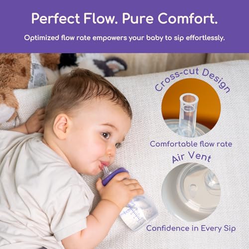 CHUBBIEE Straw Sippy Nipples Compatible with Lansinoh Bottles, 4-Pack - color: Sippy Straw