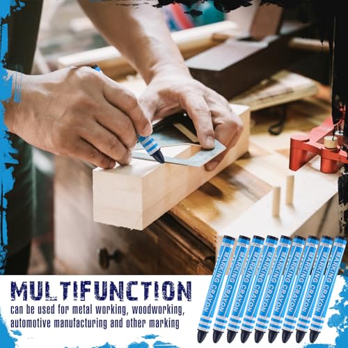 MotiMind 60 Pcs Industrial Lumber Crayons Bulk Wax Tire Marker Construction Marker for Craft Detailed Marking on Lumber Metal Carton Ceramics Concrete Glass Plastic 4.45" x 0.43" (Blue) - color: Blue