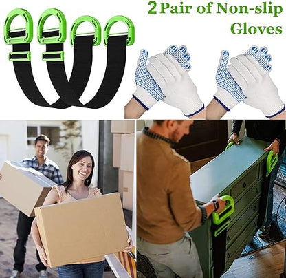 Moving Straps,2 Pack 1-Person Adjustable Handle Moving Lifting Strap for Moving Furniture, Appliances, Objest Up to 600lbs - color: Green-1Person Straps