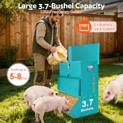 2 Door Pig Feeder, Hog Feeder, Metal Piglet Feeder Suitable - size: 3.7 Bushel