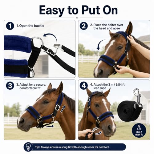 2-Pack Cow Halter with 3M Leading Rope, 19.5"-23.5" Adjustable Nylon Cattle Halter for Calf Cows Horses Livestock, Farm Training Harness - size: 19.5"-23.5"