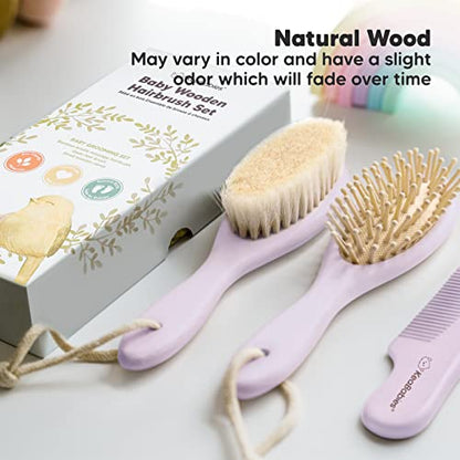 KeaBabies Baby Hair Brush and Baby Comb Set and KeaBabies Diaper Caddy Organizer - Wooden Baby Brush with Soft Goat Bristle, Baby Organizer for Nursery