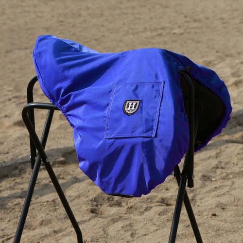 Harrison Howard Premium English Saddle Cover, Waterproof & Breathable Fleece-Lined Protective Saddle Cover - color: Champion Blue, size: Dressage-One Size