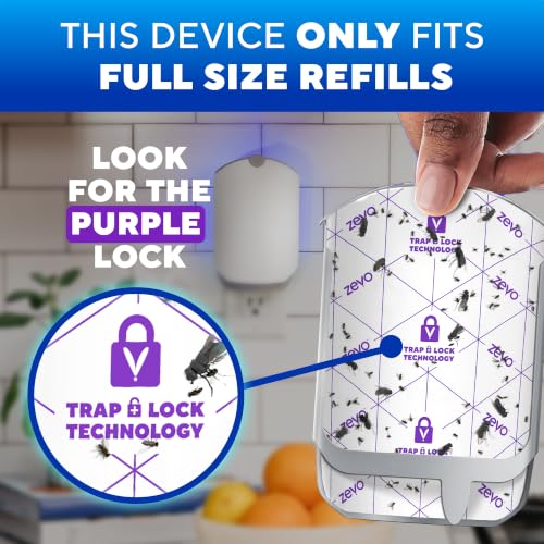 Zevo Flying Insect Trap for Fruit Flies & Gnats, 1 Plug-in Base & 3 Refills - style: 1 Device & 3 Cartridges