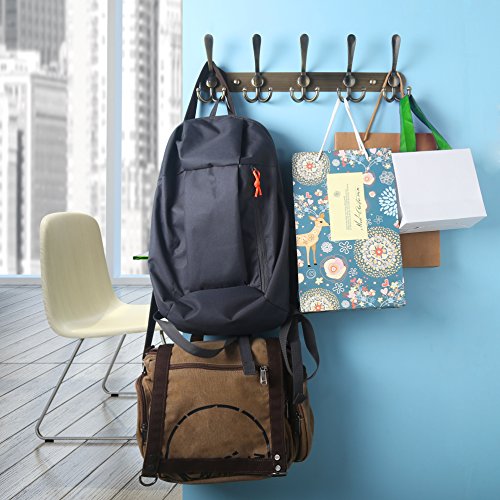Dseap Wall Mounted Coat Rack - 5 Tri Hooks, Heavy Duty, Stainless Steel, Metal Coat Hook Rail for Coat Hat Towel Purse Robes Mudroom Bathroom Entryway (Bronze, 2 Packs) - color: Bronze, size: L=16" (2 Pcs)