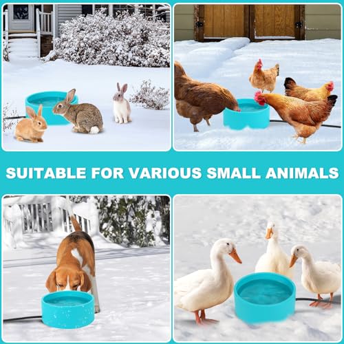 Large Heated Water Bowl for Dog & Cat, Waterproof Heated Pet Bowl Heater for Chickens Rabbit Livestocks, Heated Bird Bath for Winter, 108 OZ 30 Watts - size: Medium