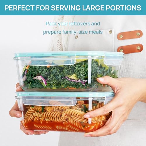 Vtopmart Large Glass Storage Containers, Green, 2Pack, 1860ml/63oz - color: Green, size: 63oz