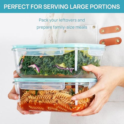 Vtopmart Large Glass Storage Containers, Green, 2Pack, 1860ml/63oz - color: Green, size: 63oz