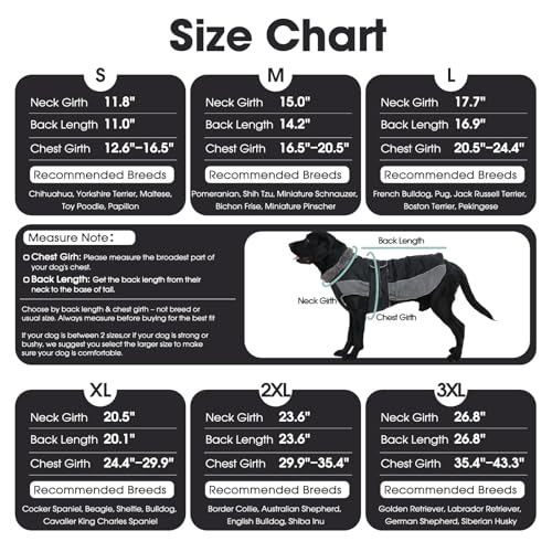 QBLEEV Warm Dog Jacket, Waterproof Dog Winter Coat with Harness - color: Black, size: X-Large