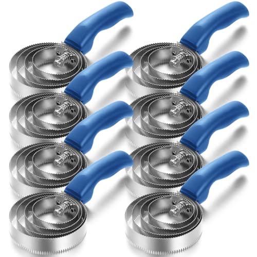 Tanlade 4 Rings 8 Pack Curry Comb Horse Brush Metal Curry Brush Derby Party Supplies Reversible Stainless Steel Comb Scraper with Comfortable Grip for Cow Sheep Pet Dog Goat Horse (Blue) - color: Blue