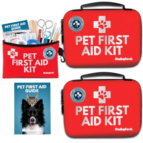 Rubyloo Dog First Aid Kit, 2 Essential & 1 Travel Pack Bundle | Vet-Approved Kit, Pet First Aid guide; Tick remover; Thermal Blanket, Pet-safe supplies; Water-Resistant case, Home, Car