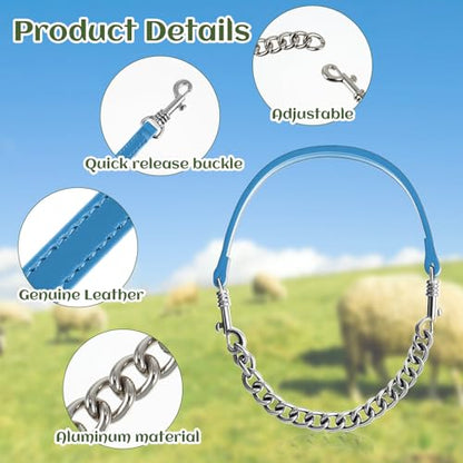Misdary 2 Pcs Goat Show Collars Adjustable 14" Chain, 14'', Blue - color: Blue