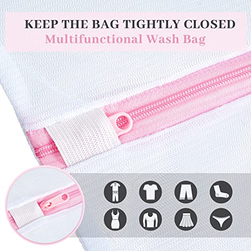 Nuenen 36 Pieces Mesh Laundry Bags Fine Mesh Wash Bags with Zipper Machine Washable Lingerie Bags for Washing Delicates Clothes Garment Underwear Blouse Hosiery Socks Travel, 16 x 20 Inches (Pink) - color: Pink, size: 16 x 20 inches