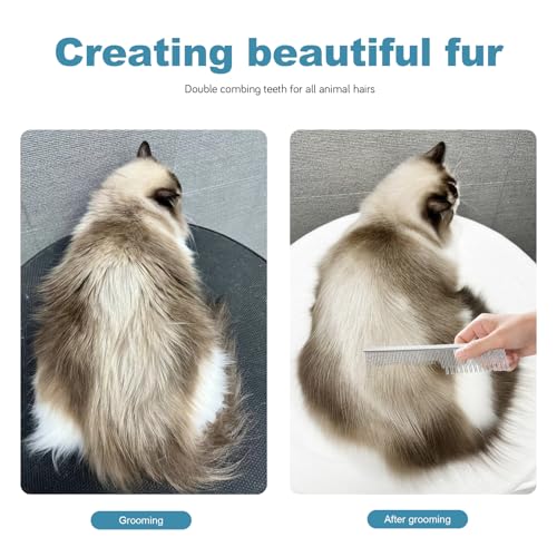 6 Inches Stainless Steel Pet Comb for Dogs & Cats, Metal Detangling Grooming Tool for Long & Short Haired Pets, Anti-Static Cat Comb with Rounded Teeth for Matted Fur Removal & Shedding Control - size: Medium
