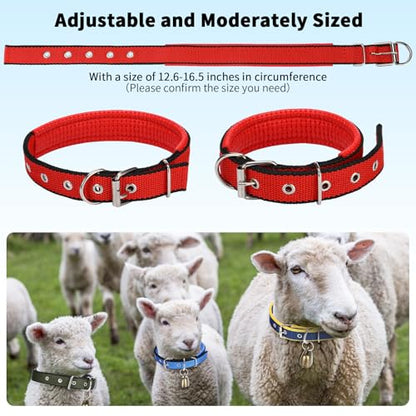 5 Sets Adjustable Small Goat Collars with Bells Cow Horse Sheep Copper Bronze Bells Pet Collar Goat Supplies for Farm Animal Accessories