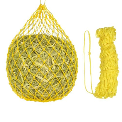Slow Feeder Hay Net, 40" Length 2" Holes Strong Load-Bearing, Nylon Slow Feed Bag Hay Feeder, (Yellow, 1 Pcs), Intended for Horses/Goats/Trailer/Stall - color: Yellow