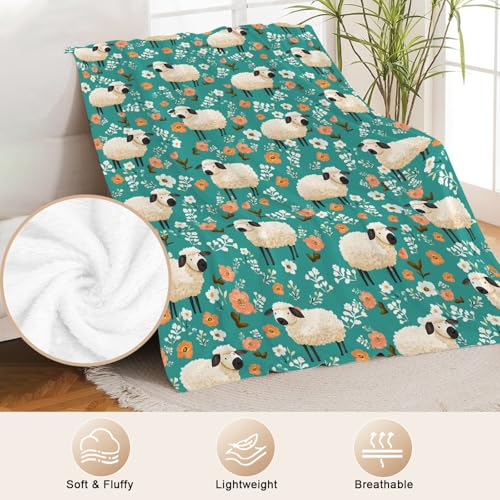 Cute Sheep Throw Blanket Sheep Gifts for Boys Girls 80"x60" - color: Sheep, size: 80" x 60"