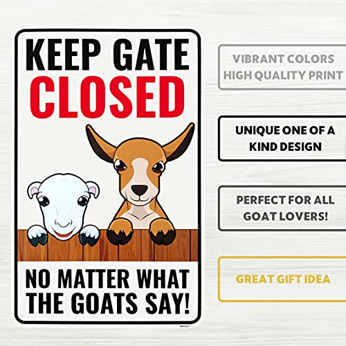 Venicor Goat Sign Decor - 14 x 9 Inches - Aluminum - Goat Gifts for Goat Lovers - Goats Supplies Toy Accessories Stuff