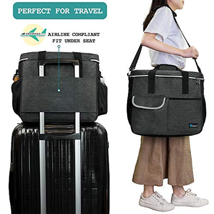 PetAmi Dog Travel Bag Organizer, Pet Supplies Diaper Tote, Dark Gray Large - color: Charcoal, size: Large - 15.5"L x 9.5"W x 14.0"H