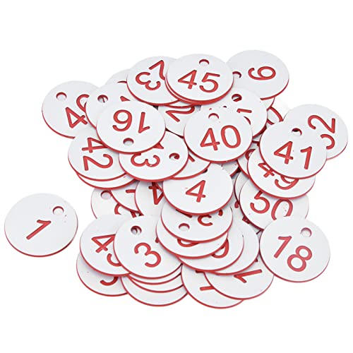 50Pcs Beehive Tags Numbered 1 to 50, ABS Round Livestock Identification Labels with 4mm Hole, Weather for Beekeeping Supplies & Cattle Ear Tag Farm Organization - color: White, size: 1-50