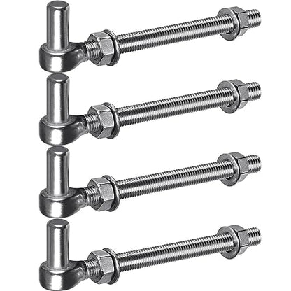 Insaga M16x 8'' J-Bolt Gate Hinge, 304 Stainless Steel J-Bolt Post Hinge for Farm Gate, 5/8" Male Pin J-Bolt Hinge for Chain Link Fence Gate, Gate Hinges for Metal Gates (4Pcs) - color: M16-8''-4PCS