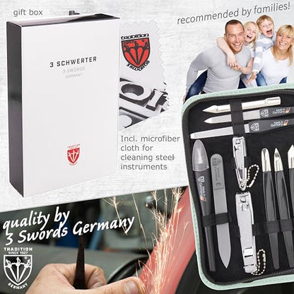 3 Swords Germany - brand quality 16 piece manicure pedicure grooming kit set fashion leather case mint, Made in Germany - color: MINT