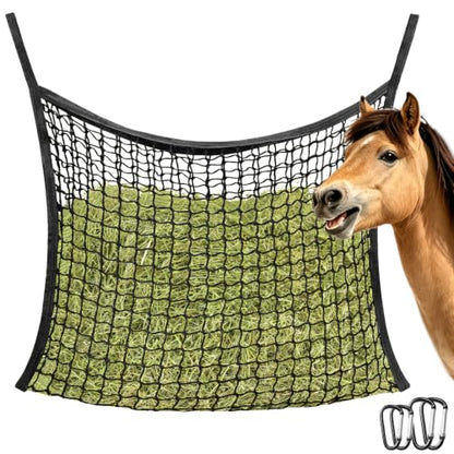 YedsIntu Hay Bags for Horses, Slow Feed Hay Nets for Horses Goat Sheep, Large Capacity Hay Feeder for Stall, Trailer, Pasture (Black) - size: 1PCS-Black