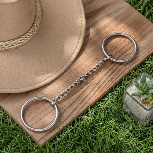 Stainless Steel Ring O & d Snaffle Bit for Horses Snaffle Mouth Gentle Horse Pony Bit with Copper Roller for Training, Western & English Riding - size: Mouth Spacing 135mm, style: O-ring Twisted Wire