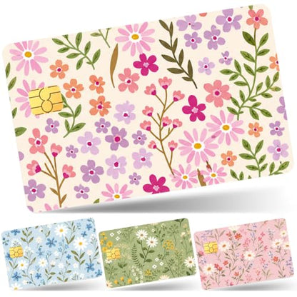 4PCS Small Floral Print Credit Card Skin,Debit Card Cover personality Decal - color: Small Floral Print