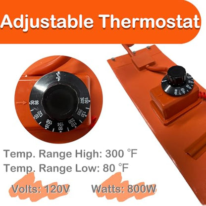 5 Gallon Bucket Heater, Steel Drum Barrel Heater Band Pad 5gal Kit with Thermostat for Metal Bucket Oil Lube Water 120 Volt 800 Watt