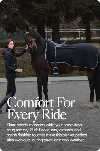Horze Kiel Riding Blanket with Fleece - Dark Navy - 78 in - color: Dark Navy, size: 78 in