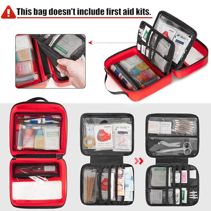 Marscamd Waterproof Empty First Aid Bag with a Detachable Panel - color: Red