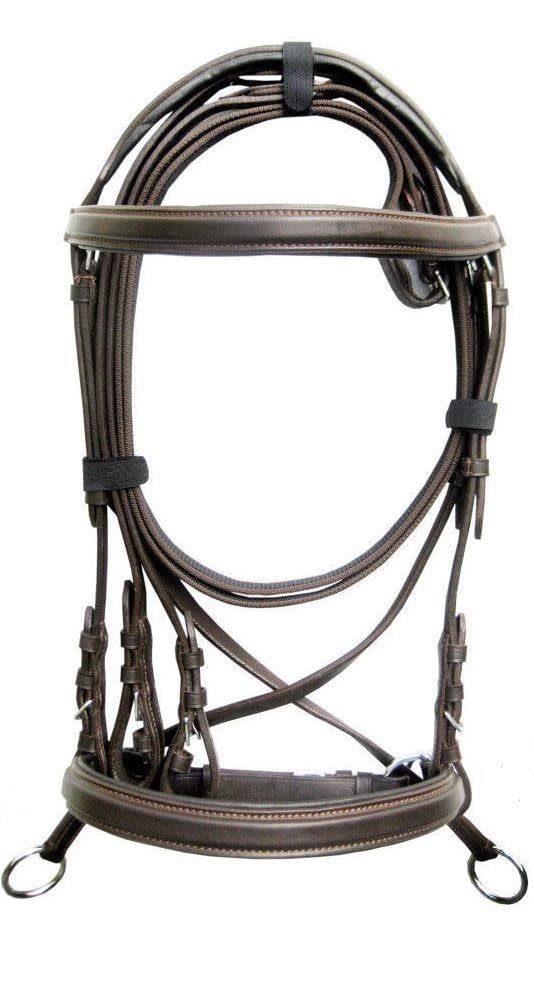 N.Ent New Leather Cross Over Bitless Bridle Bridles with Reins Brown Cob Size English Horse Gift