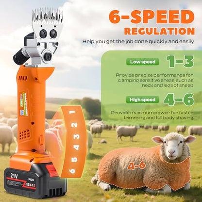 Sheep Shears Cordless 550W 2400RPM, with 2X 4000mAh 21V Batteries