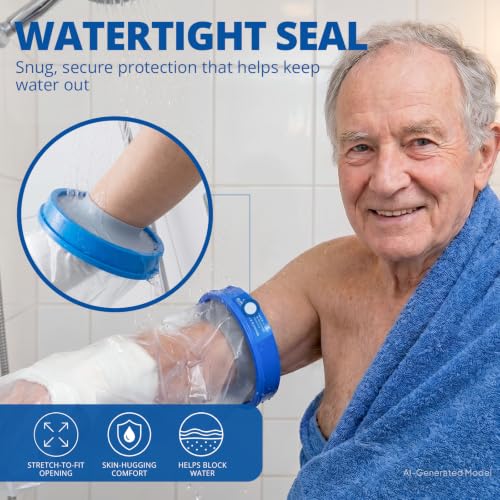 Blue Jay 39" Adult Long Arm Waterproof Cast Cover, Reusable Bandage Protector with Watertight Seal & Flexible Opening, for Showering, Broken Arm, Wound Dressings and IV Sites Recovery - size: Long