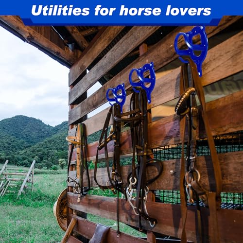 Dunzy 3 Counts Horse Bridle Rack Bracket Bridle Hooks Tack Storage Halter Hanger Metal Holder with Tubes and Screw for Horse Barn Supplies (Sapphire Blue) | Metal Horse Bridle Rack for Barn Storage, Includes Mounting Hardware and Anchors, Space Saving Hoo