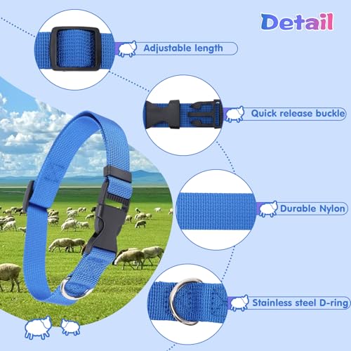 Rosvola Goat Collars, Adjustable Nylon Grazing Collars, Pet Anti-Lost Loud Bronze Bell with Numbered Cards for Farm Goats Sheep Cows Animals (5PCS)