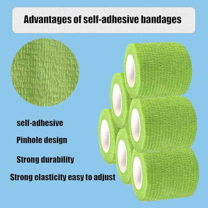 2 Inches Self Adhesive Bandage Wrap Bulk, 6 Pack, Grass Green - color: Grass Green