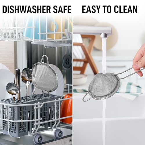 Zulay Kitchen 304 Stainless Steel Fine Mesh Strainer 3.35 in - Strainers Fine Mesh, Tea Strainers for Loose Tea - Perfect for Tea, Cocktails, Juicing, Drinks, Liquids, Matcha, Coffee & More - color: Silver