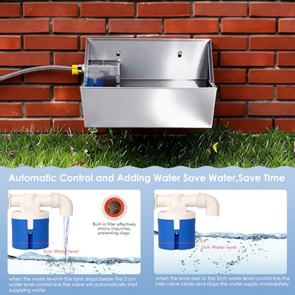Dog Water Bowl Dispenser Stainless Steel, Auto Fill, Hose Connect