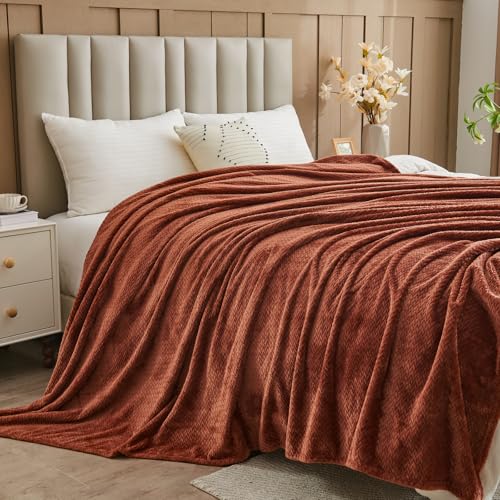 NEWCOSPLAY Fleece Leaves Pattern Throw Blanket, Coffee, 50"x60" - color: Coffee, size: Throw(50"x60")