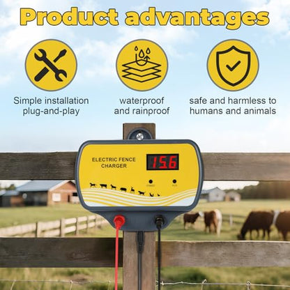 Electric Fence Charger 12V Input to 12KV Output, 2 Joule, 120 Acre Plug-in Electric Fence Energizer for Wildlife Control & Animal Intrusion Prevention - style: Normal electric fence energizer