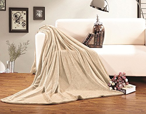 Elegant Comfort Micro-Fleece Ultra Plush Luxury Solid Blanket, King, Cream - color: Cream, size: King/Cal King