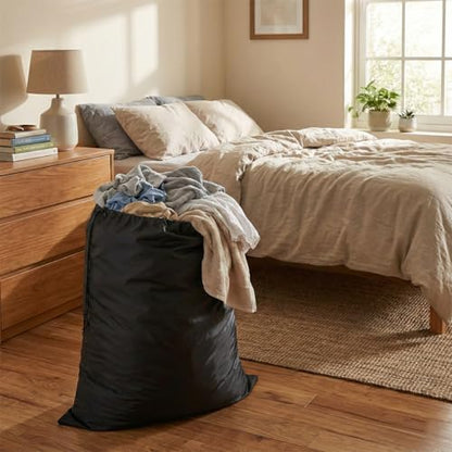 Extra Large Laundry & Storage Bag (27"x35", Black) | Lightweight, Dust & Moisture. Ideal for Blankets, Clothes, Pillows & Cushions for Moving, Dorms, Travel & Camping - size: 27"x35"