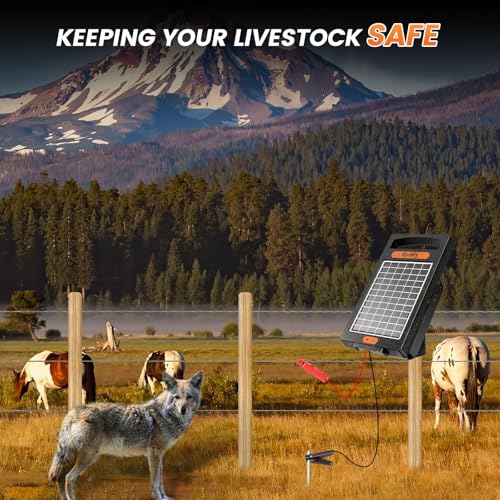24-Hour Solar Electric Fence Charger, 0.18J, 10-Mile for Livestock - color: Black