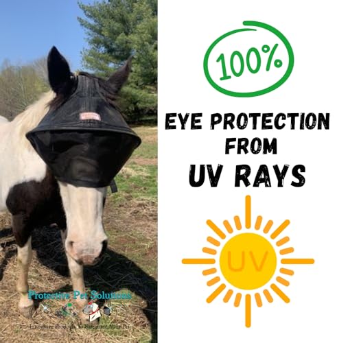 EquiVizor Solar Vizor Horse Fly Mask (Size Mini), 100% UV Eye Protection for Horses with Uveitis, Photosensitivity, Ulcers, Head Shaking, Eye Injuries. Also Available in Pony, Cob, Full - size: Mini