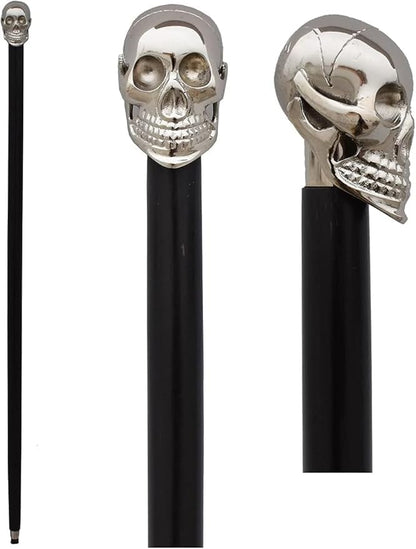 Brass Handle Victorian Telescope Foldable Wooden Walking Stick Cane Ideal Vintage Gift Men Women Father/Mother - style: Cranium