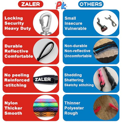 ZALER Rope Dog Leash, 4/5/6/10/15/20/30/50 Foot Heavy Duty Dog Leashes with Carabiner, Nylon Pet Lead for Large and Medium Dogs (4FT, Black Purple) - color: Black Purple, size: 4FT*1/2"