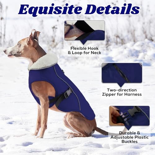 EMUST Dog Winter Coat, Waterproof Fleece Dog Jacket Winter for Small Dogs - color: Blue, size: Small